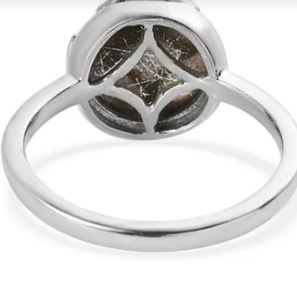 Aurora Moonstone (D) Solitaire Ring/Platinum Over Sterling Silver - Picture 4 of 4